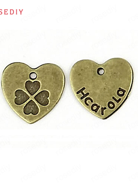 复古合金饰品配件古青铜色幸运草桃心100克，约66-67个(28347)