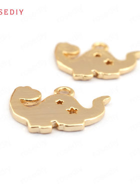 Diy饰品铜镀真金项链手链耳环发饰头饰配件小象挂件 吊坠 33509