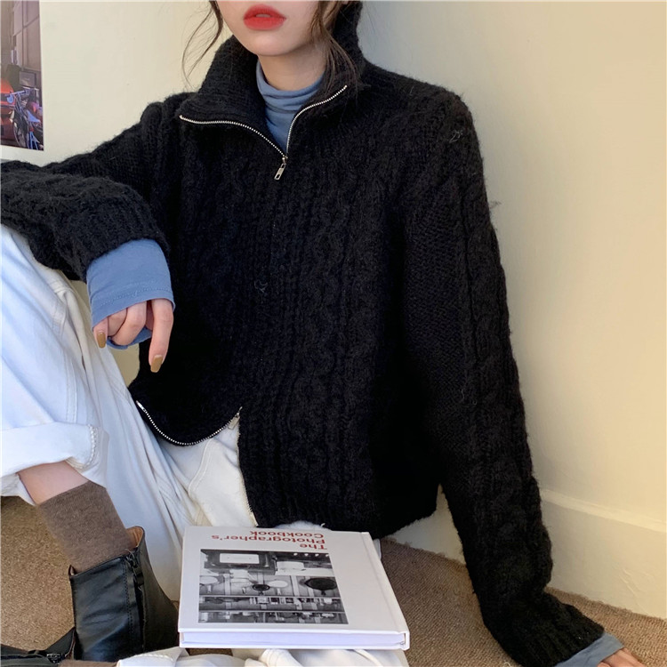 Real price loose twist long sleeve sweater coat