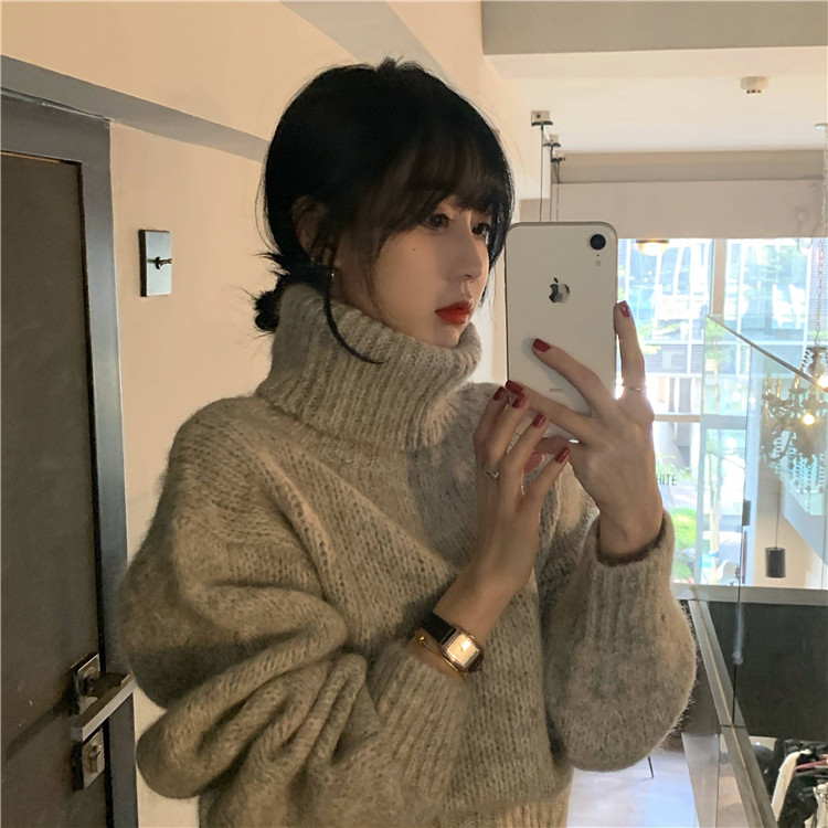 Real price winter warm short long sleeve high neck sweater