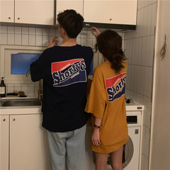 Real shot real price ~ couple front and back printed short sleeve T-shirt