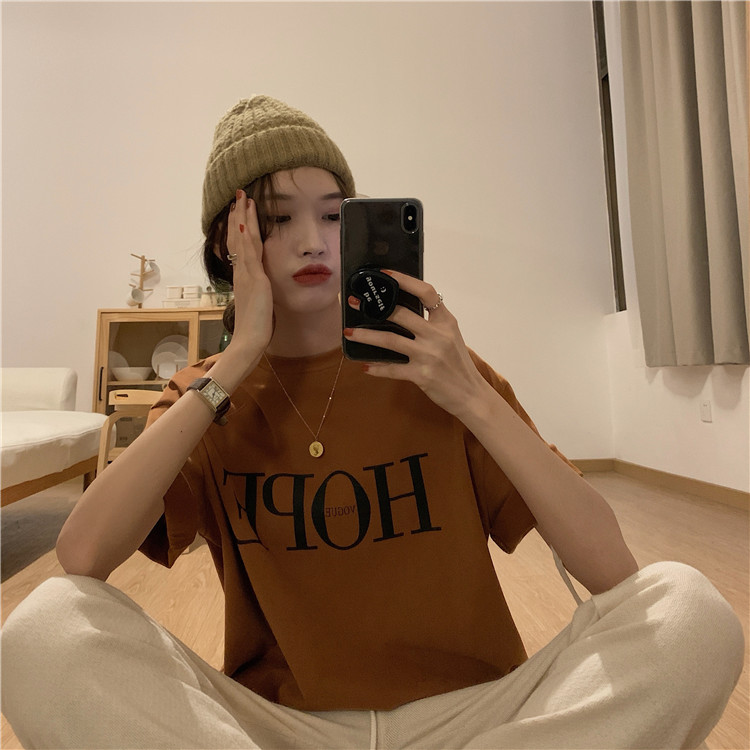 Real price loose print short sleeve T-shirt