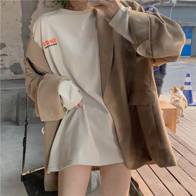 Real price loose long sleeve versatile suit coat