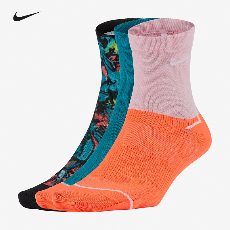 nike耐克运动舒适袜子男女潮袜新款加厚毛巾底三双装CU8385-900