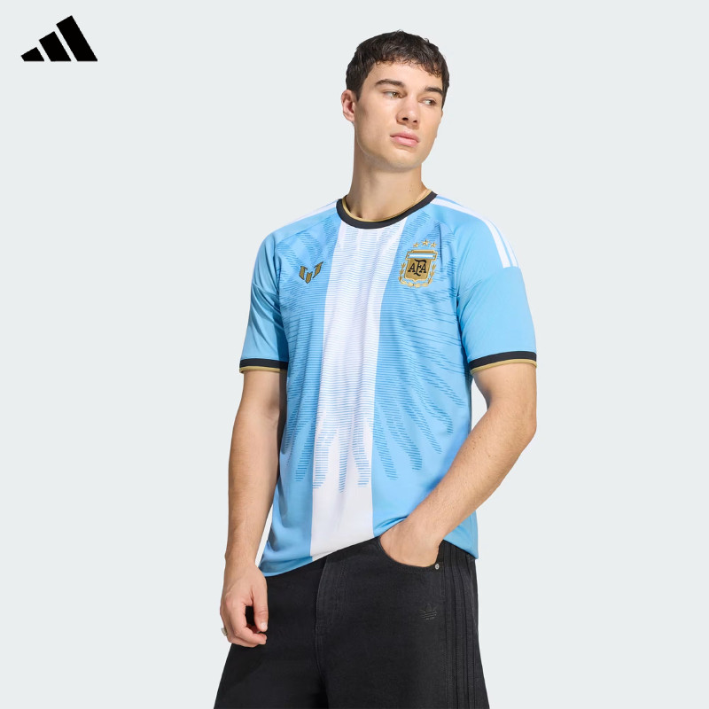Adidas阿迪达斯足球服阿根廷队26/27赛季主场球迷版短袖T恤球衣男