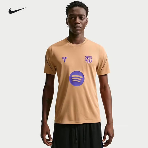 Nike耐克FCB巴萨球衣男短袖圆领速干透气赛前热身训练球迷足球服