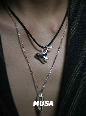 MUSA原创设计虎鲸男士项链/男女鲸鱼吊坠/925银