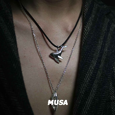MUSA原创设计虎鲸男士项链/男女鲸鱼吊坠/925银