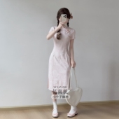 民国大小姐 小个子独特漂亮国风短款 忆南栀粉色2026新款 旗袍新中式