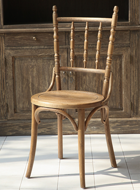 索耐特thonet 378餐椅子椅意式法式橡木实木本色手工做旧木蜡油