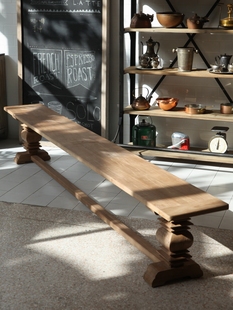 法式乡村田园地中海风格长凳老榆木梅拉德暖色复古凳子