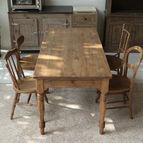 法式乡村地中海风格餐桌子木蜡油手工做旧复古橡木美拉德色中古风