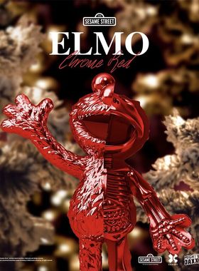 现货 MIGHTY JAXX XXRAY Elmo 红咯版电镀芝麻街潮玩限定公仔摆件