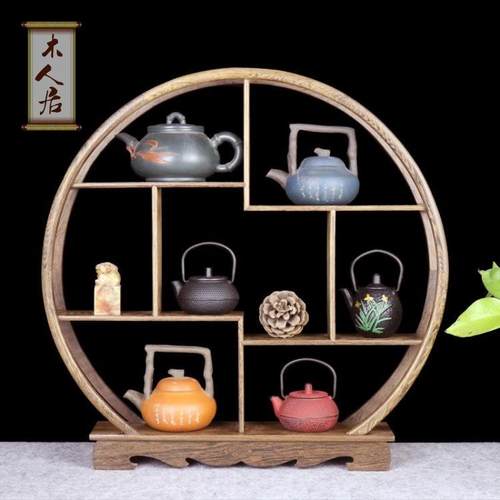 鸡翅木小型茶杯奇石头博古架