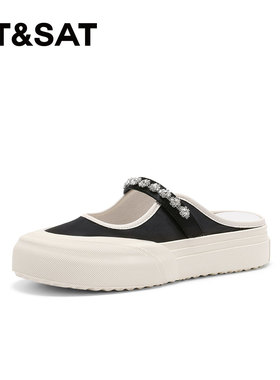 St&Sat/星期六春秋新款水钻穆勒鞋厚底增高半拖鞋女SSC2114C5T
