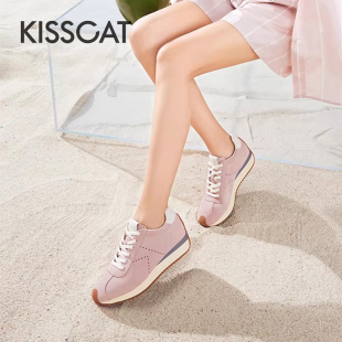 女KA54155 KISS 休闲运动德训鞋 接吻猫春秋厚底系带阿甘鞋 CAT