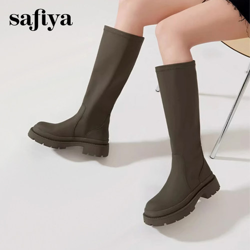 索菲娅时尚百搭厚底高筒骑士靴女