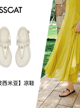 KISS CAT/接吻猫夏季夹趾凉鞋法式平底鞋沙滩凉鞋女KA65386-10