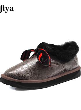 Safiya/索菲娅冬季保暖毛里雪地靴厚底前系带短靴女SF9411A047
