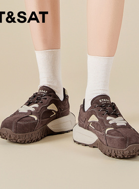 St&Sat/星期六秋冬圆头系带德训鞋厚底加绒阿甘鞋女SSC3112CGB