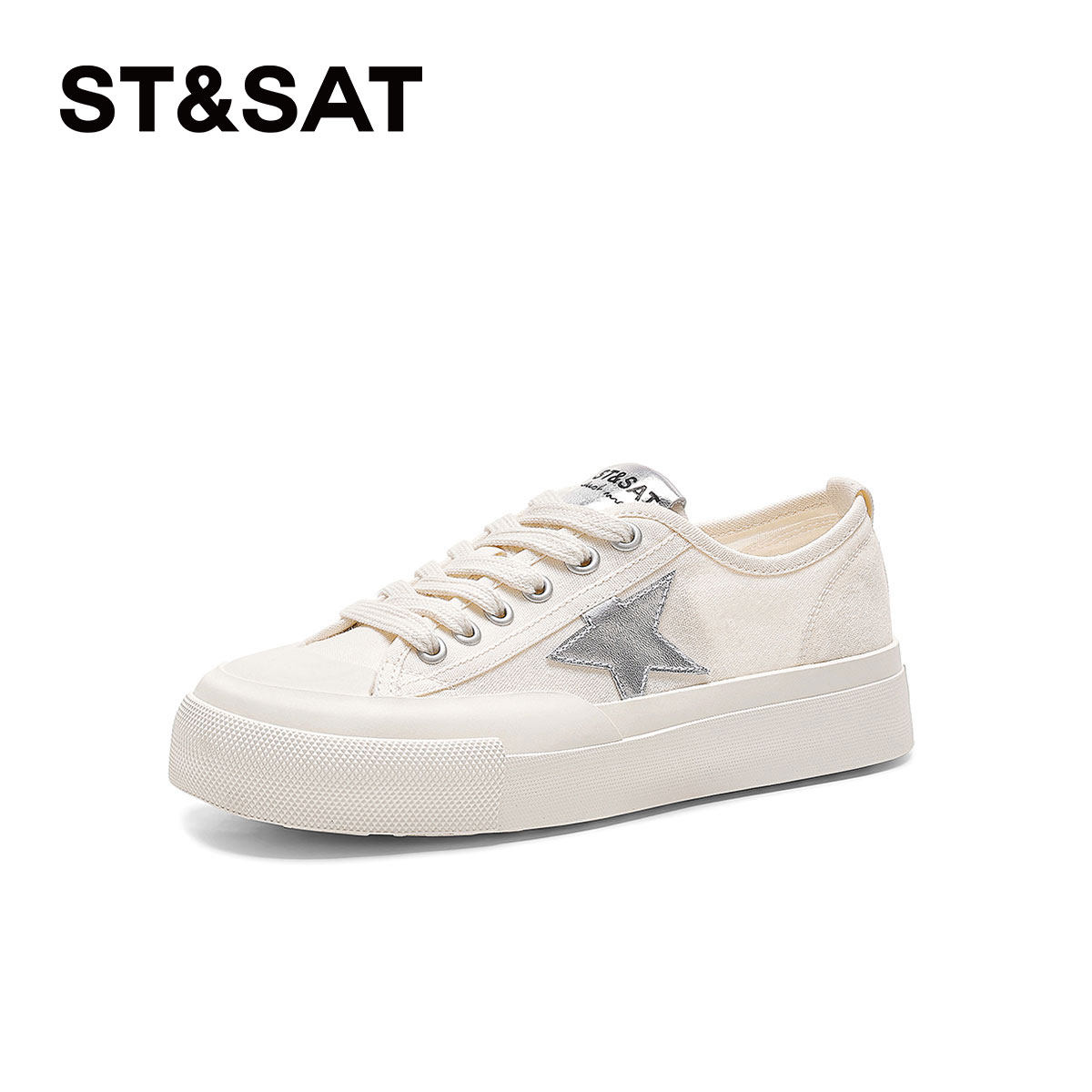 St&Sat/星期六春秋系带帆布鞋圆头厚底增高休闲鞋女SSC2112C3D,女鞋,时尚休闲鞋,淘宝优惠券,粉丝福利购,淘宝优惠卷