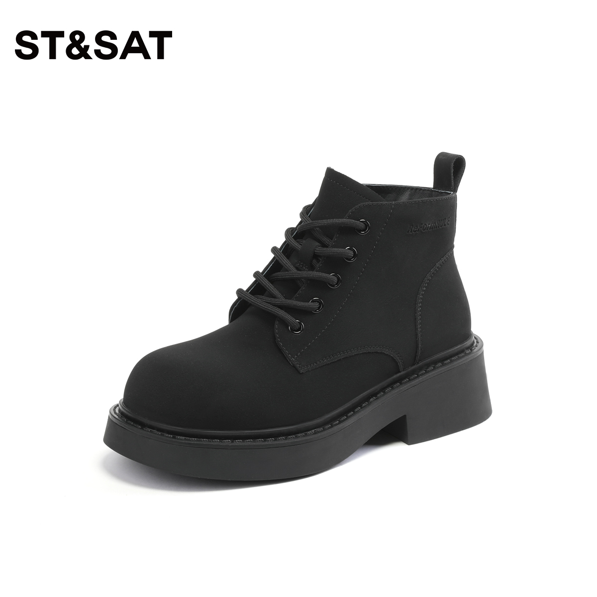 星期六系带厚底潮酷马丁靴女