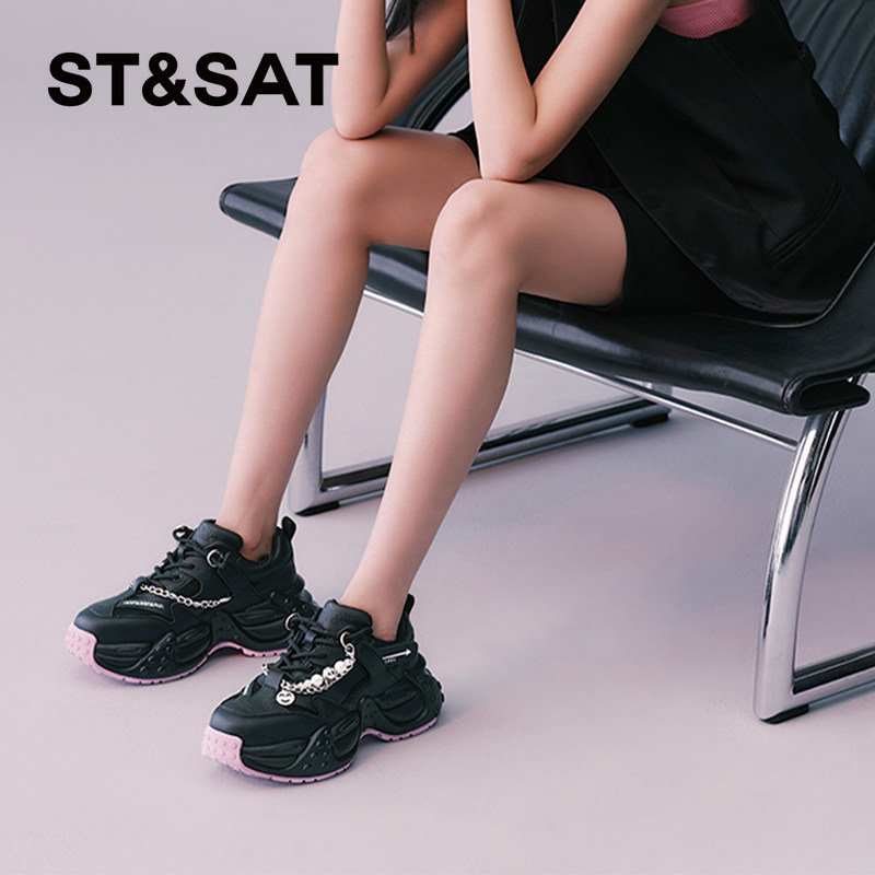 星期六时尚甜美百搭厚底老爹鞋女