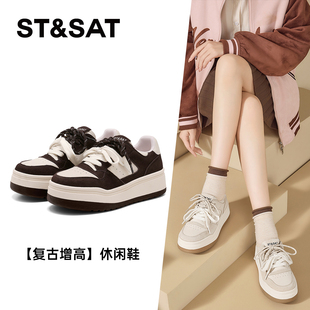 系带单鞋 休闲板鞋 女SSD3112CD7 星期六春秋厚底增高小白鞋 St&Sat