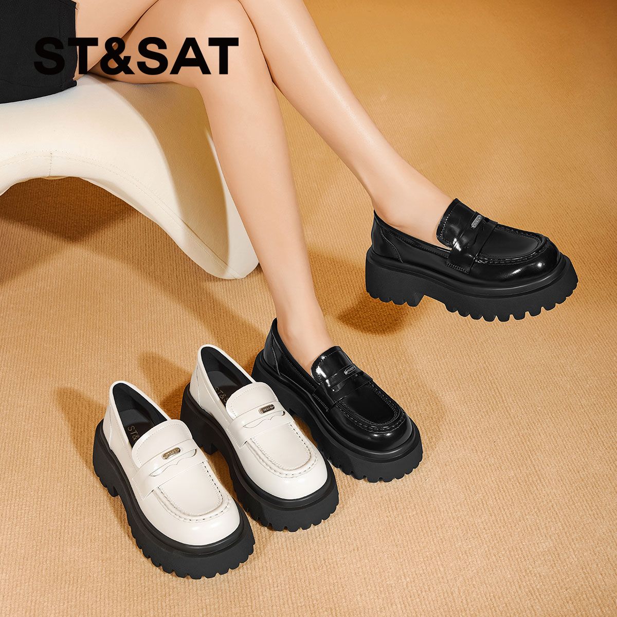 星期六厚底增高英伦复古乐福鞋