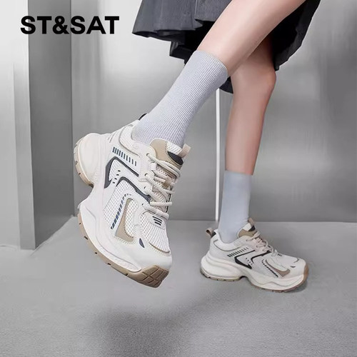 星期六春秋网面透气厚底老爹鞋