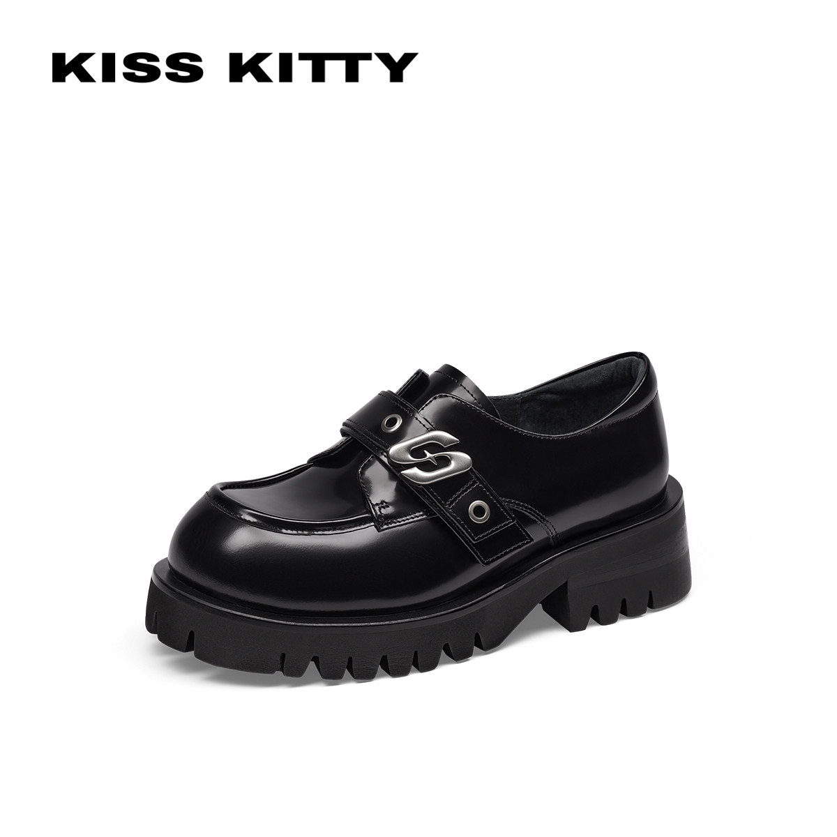 KISSKITTY春秋牛皮牛皮乐福鞋增高单鞋厚底小皮鞋女SA65130-38 - 实物图