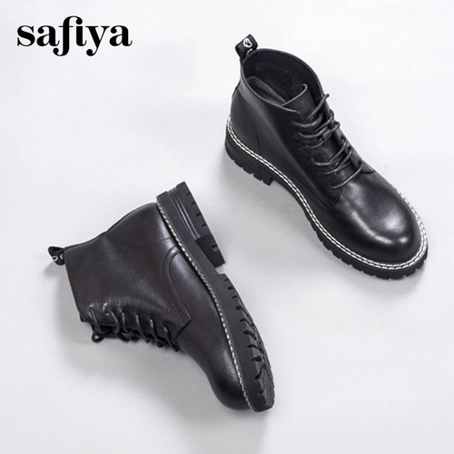 索菲娅时尚百搭低跟系带英伦短靴