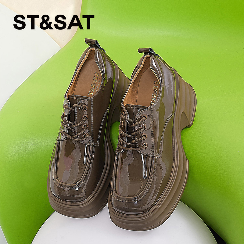 星期六英伦风时尚厚底小皮鞋女