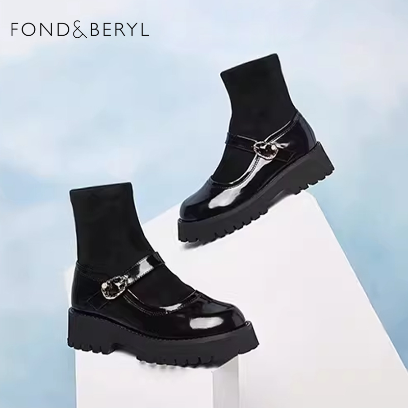 菲伯丽尔学院风时尚百搭袜靴女