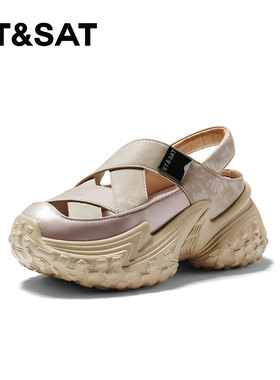 St&Sat/星期六夏季休闲运动鞋厚底增高包头后空凉鞋女SSC2114C7C