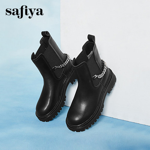 索菲娅时尚拼接弹力套筒短靴女