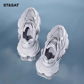 St&Sat 星期六春秋圆头网面拼接牛皮系带厚底老爹鞋 女SSC1112772