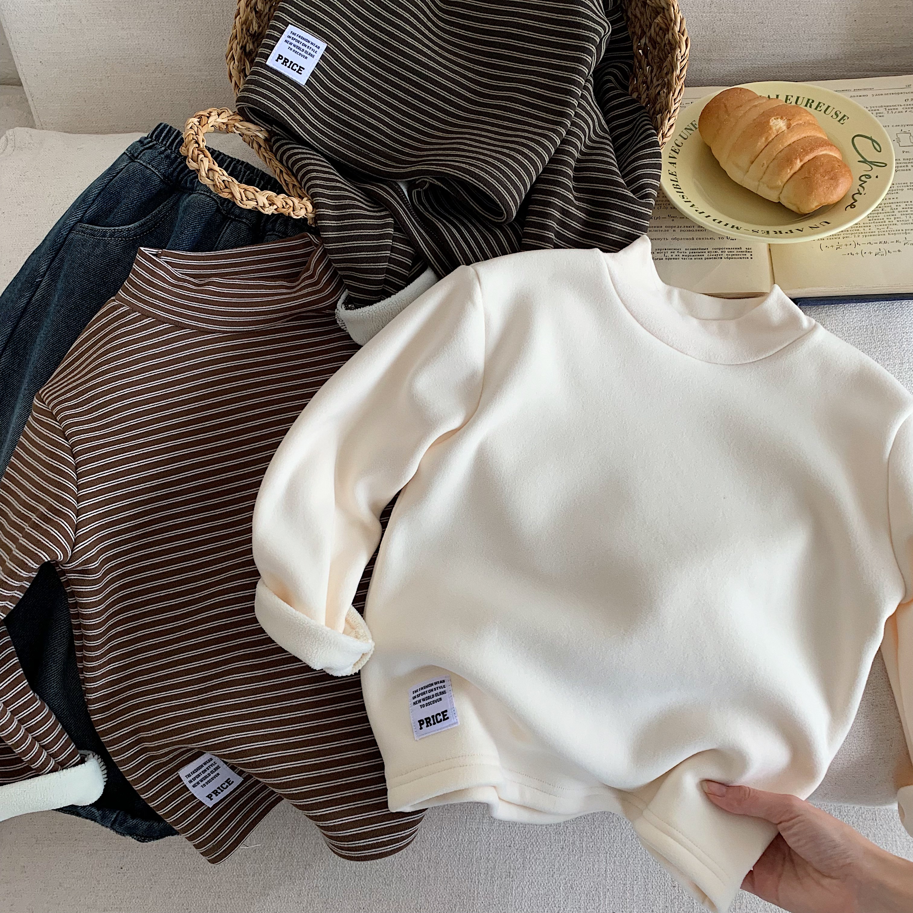 不二妈妈半高领加绒长袖T恤洋气