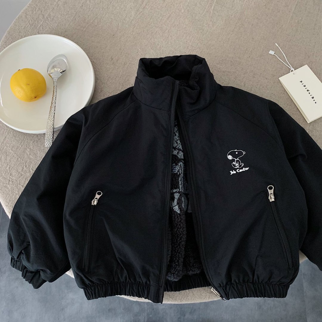 儿童外套男加绒2025冬季新款小童外搭棉袄洋气宝宝卡通棉衣女加厚