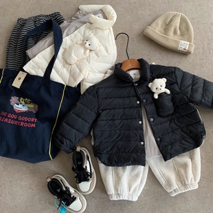 90白鸭绒羽绒服秋冬季 饰宝宝纯色棉服男女洋气 儿童轻薄外套立体装