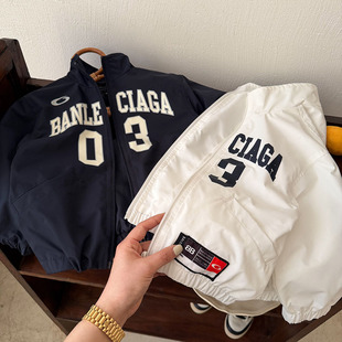 儿童字母棒球服男春秋2026新款小童夹克开衫潮宝宝韩版外套女洋气