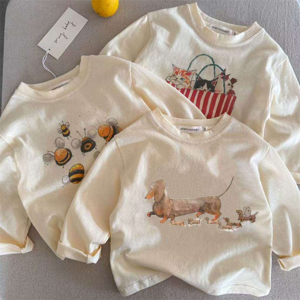 儿童卡通T恤2026春秋新款男童上衣宝宝长袖T洋气女童打底衫女纯棉