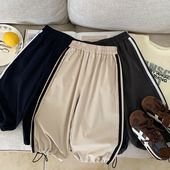 潮牌宝宝洋气 男女童脚口抽绳纯色长裤 儿童休闲运动裤 2025春秋新款