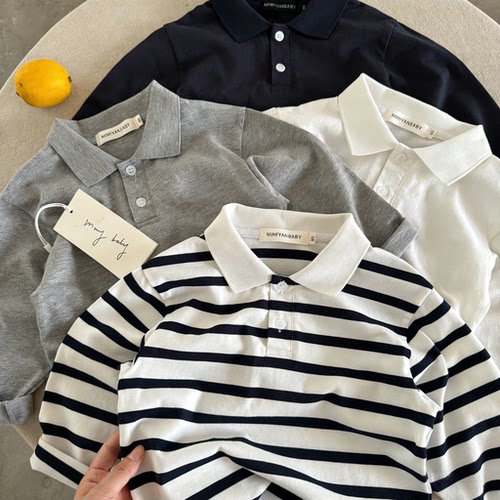 不二妈POLO衫秋季装长袖卡通纯色