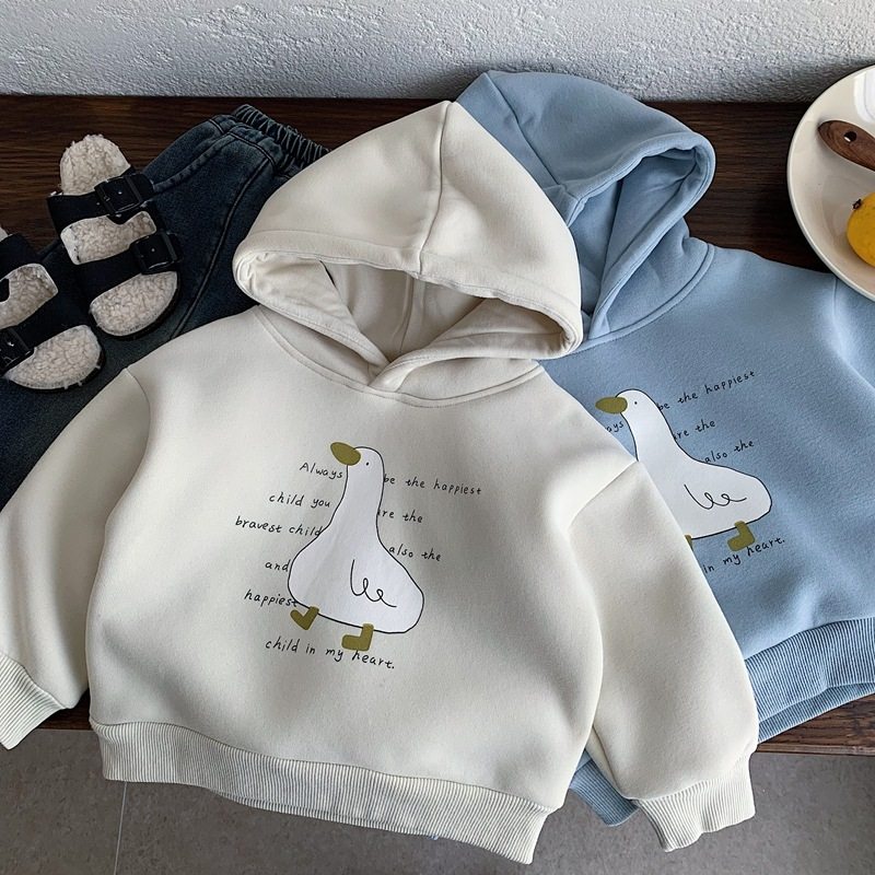 2025童新款小狗卡通连帽卫衣男女宝宝加绒加厚可爱上衣