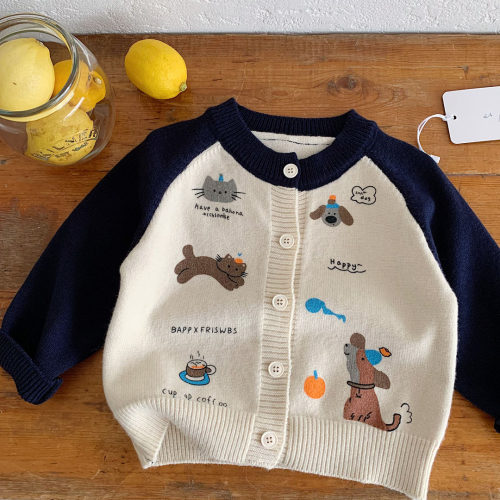 儿童针织开衫毛衣外套插肩袖柔软