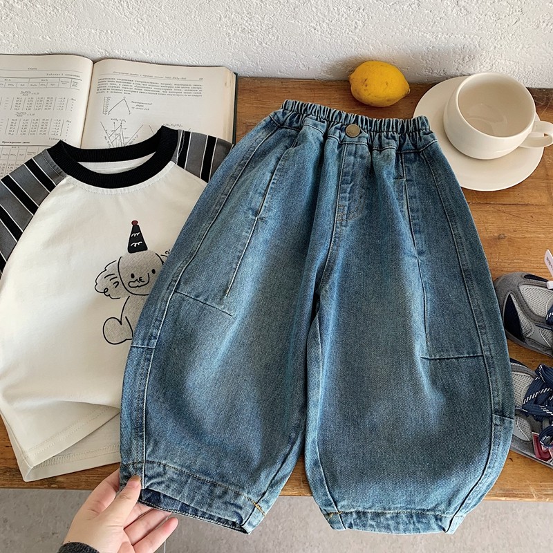 儿童软牛仔裤男春秋2026新款小童纯色长裤潮宝宝收脚休闲裤女洋气,童装/婴儿装/亲子装,裤子,淘宝优惠券,粉丝福利购,淘宝优惠卷