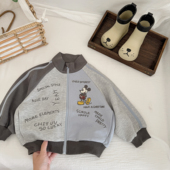 纯棉潮宝宝棒球服女洋气 男女童拉链开衫 儿童卡通外套2025秋季 新款