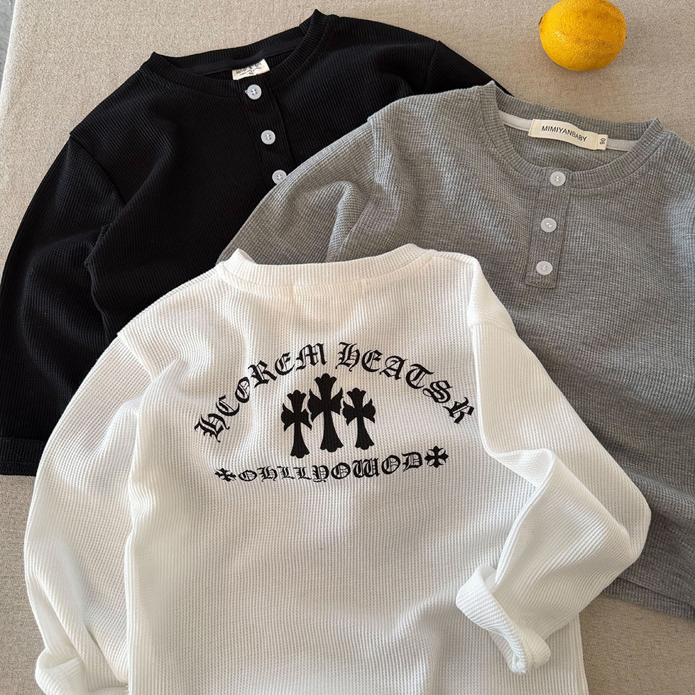 儿童中式T恤男长袖2026春秋新款小童字母上衣宝宝打底衫女中国风,童装/婴儿装/亲子装,T恤,淘宝优惠券,粉丝福利购,淘宝优惠卷