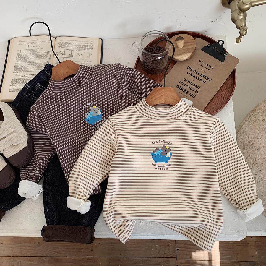 儿童条纹打底衫男加绒冬季款小童卡通上衣潮宝宝半高领T恤女加厚,童装/婴儿装/亲子装,T恤,淘宝优惠券,粉丝福利购,淘宝优惠卷